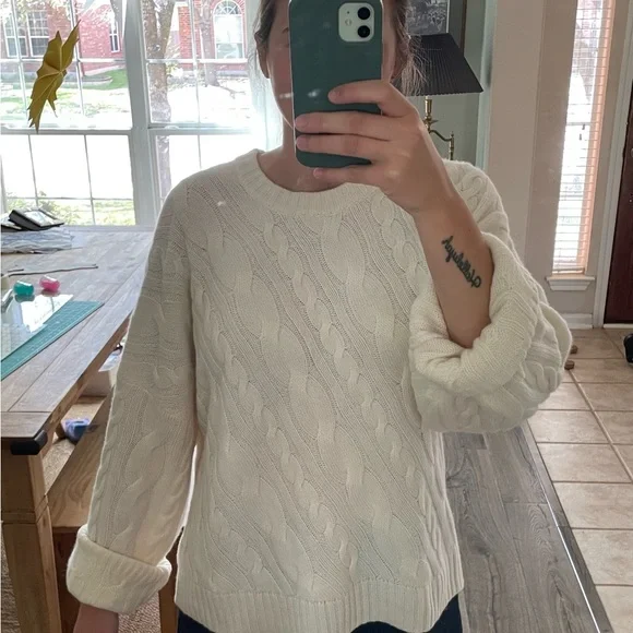 JCrew cashmere cable knit white sweater - Picture 4 of 4